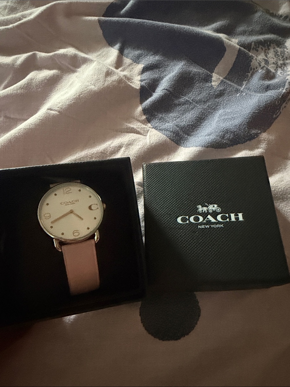 Coach Women's Watch with Light Pink Leather Strap and Silver Case